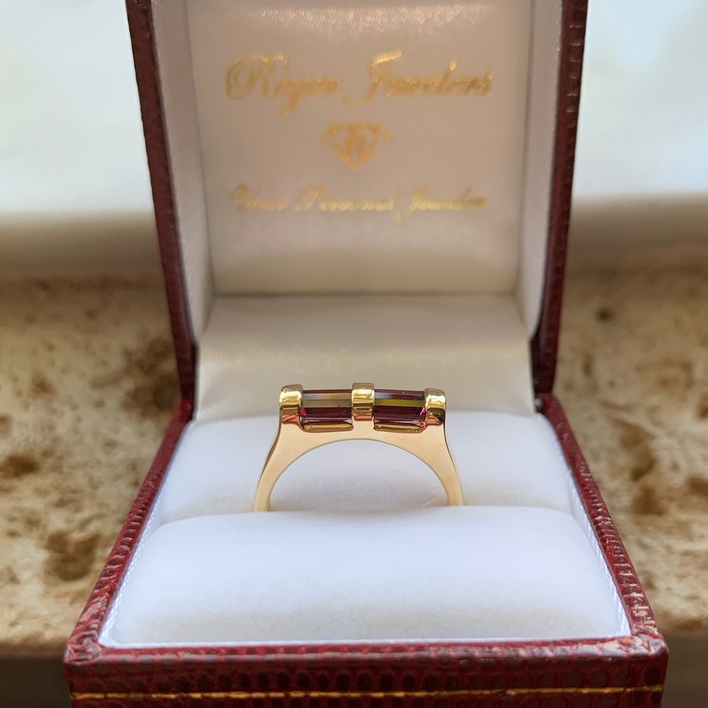 NWOT 14KY Genuine Mozambique Garnet Barrel Ring - Picture 5 of 12